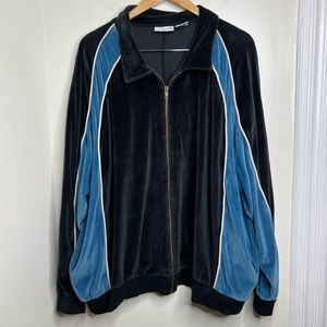VTG 80s 90s Irvine Park Velour Track Jacket Mens 3XL Hip Hop Rapper blue black